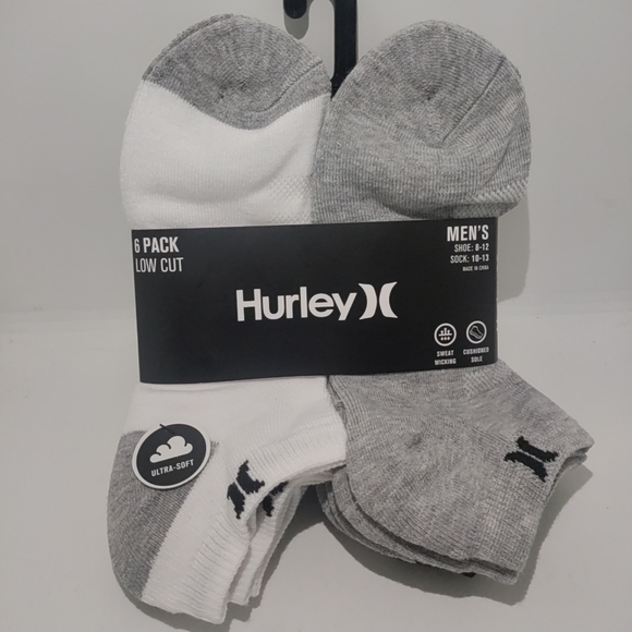 Hurley Men's  6-Pack Low Cut Socks  White/Gray Size 10-13 - Picture 1 of 4
